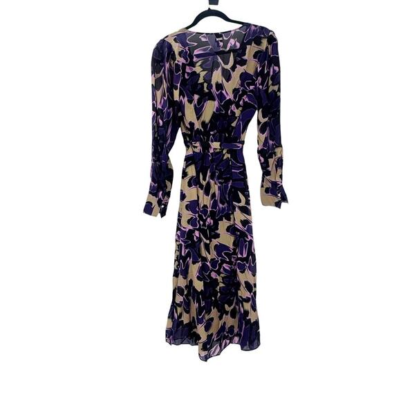 Boss Floral Tied-Waist Demaia Wrap Midi Dress Long Sleeve V Neck Size 4 NWOT - Picture 7 of 12